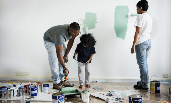 family painting house