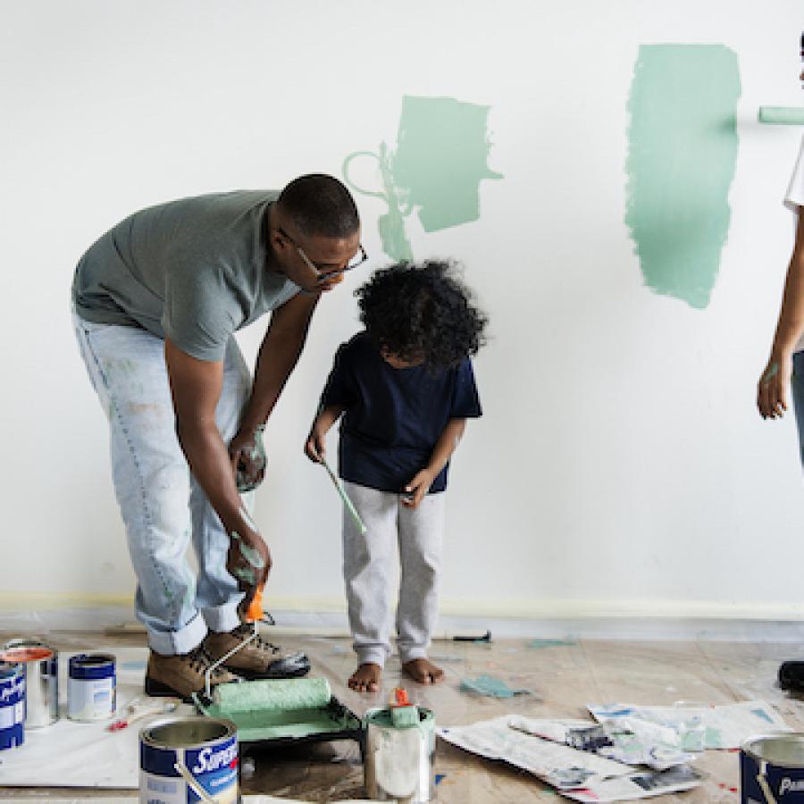 family painting house